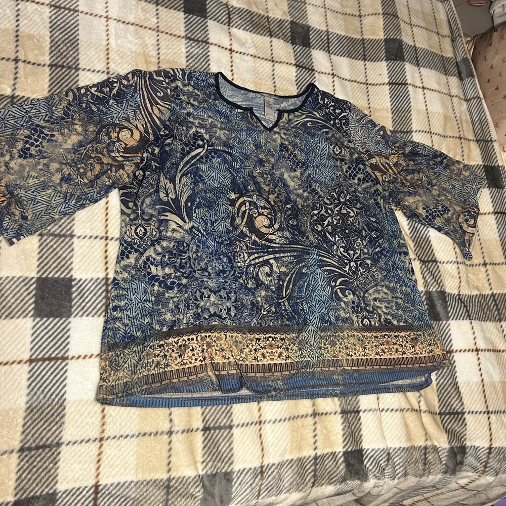 Blue and Tan plus women’s shirt